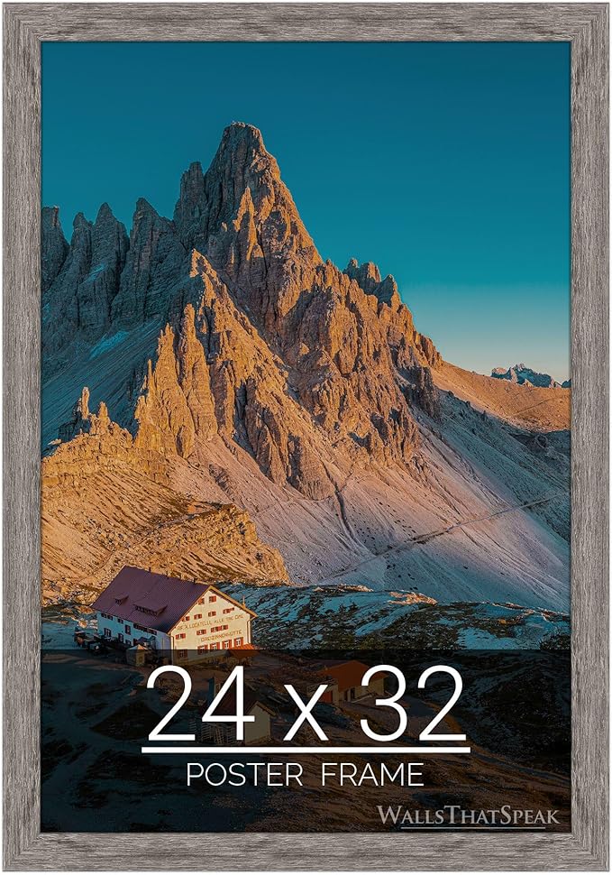 wallsthatspeak 24x32 Gray Barnwood Picture Frame for Puzzles Posters Photos or Artwork