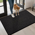 hicorfe Dirt Trapper Indoor Doormat,24"x35" Welcome Door mat,Non Slip Backing Washable Door Mats,Absorbent and Resistant Low-Profile Entrance Inside Floor Mat for Front Back Door and Entryway (Black)
