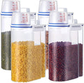 Rice Storage Bin 4 Pcs Cereal Containers Dispenser with Measuring Cup Plastic Storage Containers with Lids Kitchen Bin Rice Holder Food Sets for Flour Cereal, 2.5 l