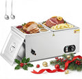 WILPREP Commercial Food Warmer with Two 1/2 Pans, 1500W Countertop Electric Steam Table, 86-185°F Adjustable Temp Control & Over-Temp Protection, Stainless Steel Buffet Bain Marie