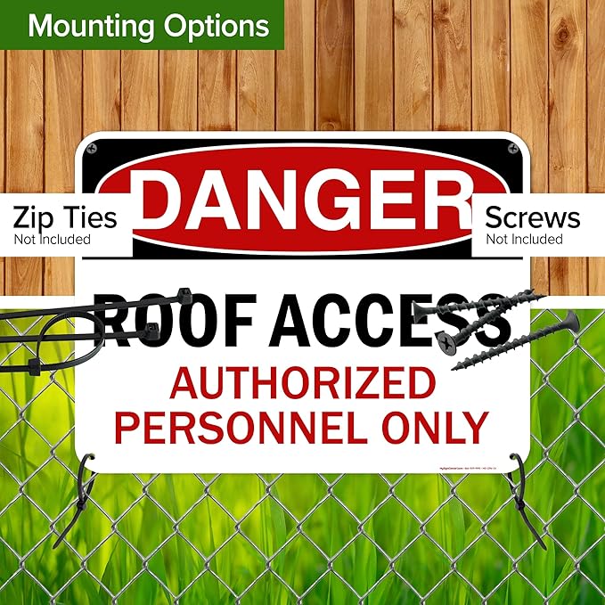Danger Roof Access Authorized Personnel Only Sign, 18x24 Inches, 55 mil thick HDPE (high density polyethylene), Made in USA by My Sign Center