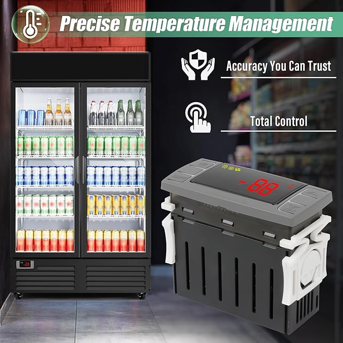 Replacement for Dixell XR06CX-4N1F1 Temperature Controllers, Ideal for 120V 50-60hz Commercial Refrigerators/Freezer,Programmable Digital Thermostat with Sensor Probe & Mounting Hardware