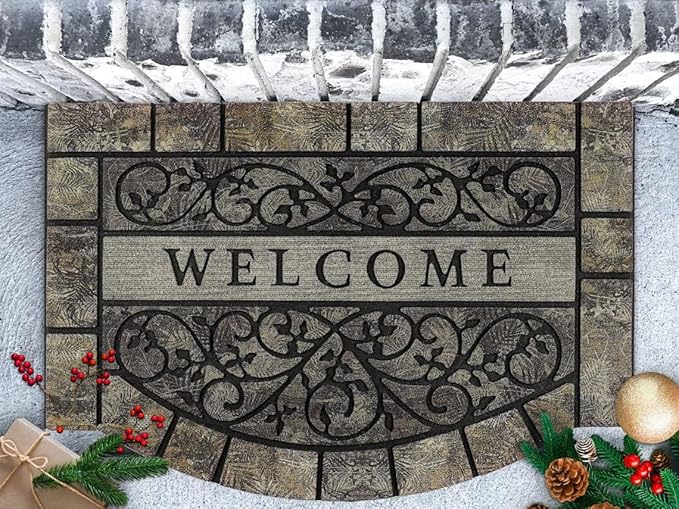 Thick Welcome Mats Outdoor, 24 * 36" Large Front Door Mat Entrance, Durable Welcome Mat for Front Door, Heavy Duty No Slip Rubber Outdoor Mats for Home Entrance