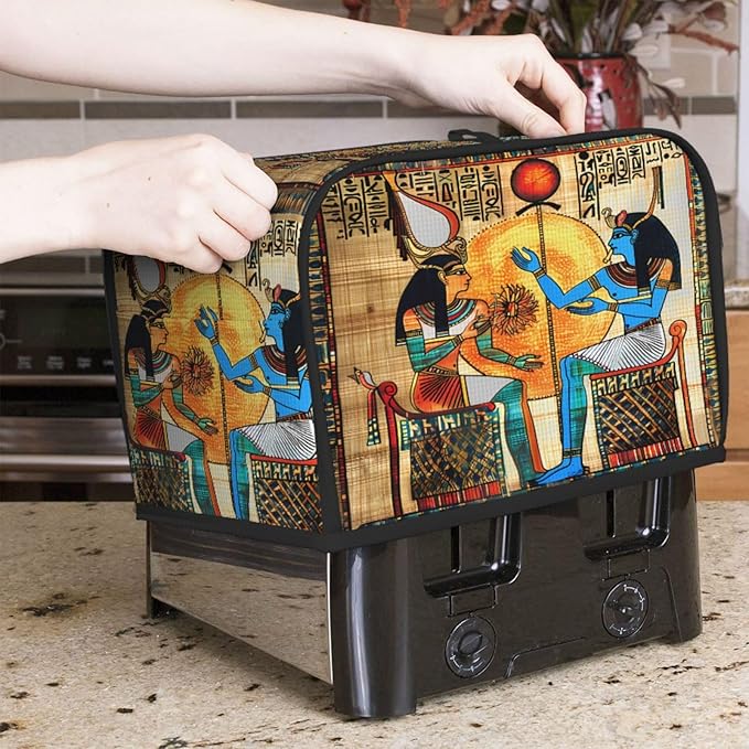 Toaster Cover 2 Slice Egyptian Egypt Papyrus Women Waterproof Appliance Cover with Hang Loop Bread Baker Toaster Cover for Kitchen