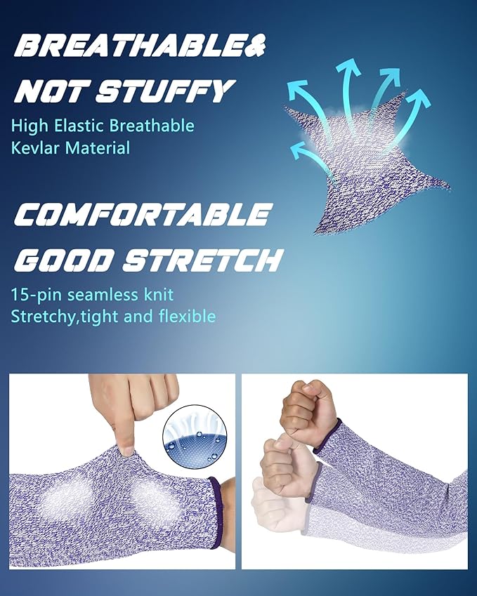 Neer 3 Pairs Cut Resistant Arm Sleeves Level 5 Arm Guard Protectors for Welding Gardening Kitchen Thin Skin Bruising Forearm