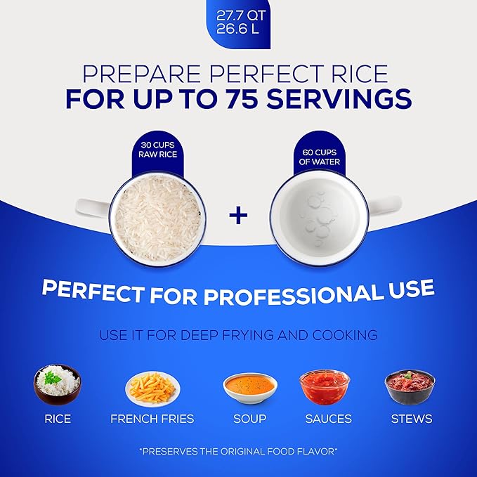 Universal (Professional Extra Large) Caldero 75 Cups - 27.7 QT / 26.6 L, Stainless Aluminum Pot, Even Heat Distribution and Fast Cooking Dutch Oven Pot with Ergonomic Handles, Ideal for Rice, and More