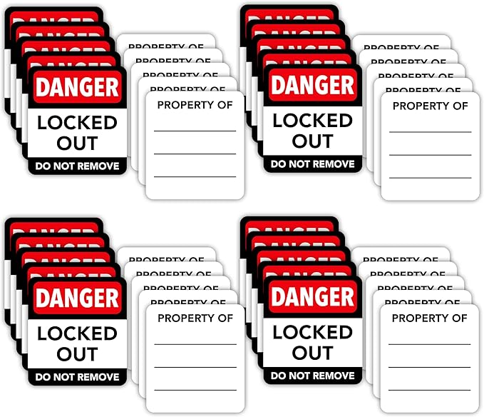 TRADESAFE Lockout Tagout Locks Label, 20 English Lock Out Tag Out Padlock Labels, Danger Locked Out Do Not Remove Loto Locks Stickers