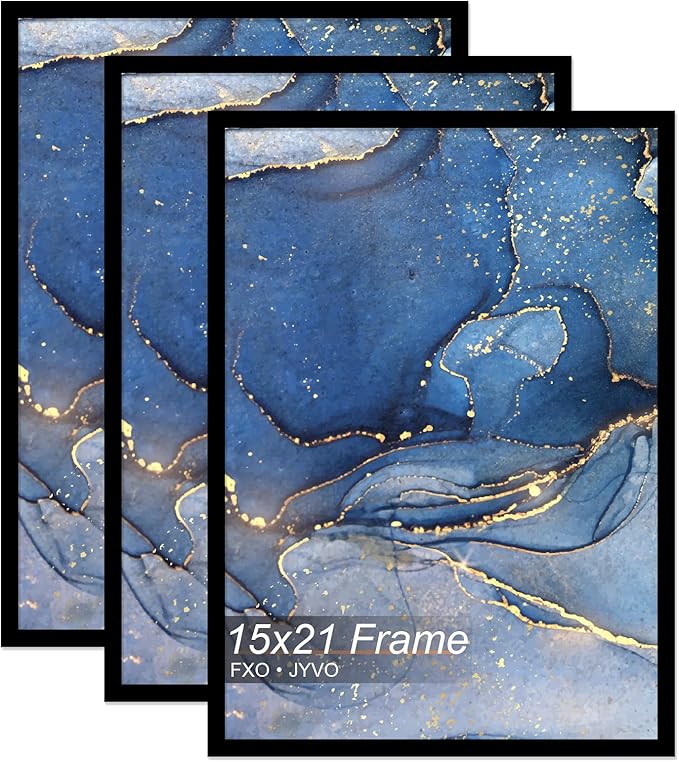 15x21 Picture Frame Set of 3, Black Frame for 15 x 21 Inch Picture Poster Photo, Light Weight and High Transparent 15 by 21 Frame for Wall - 3 Pack/Black/15 x21