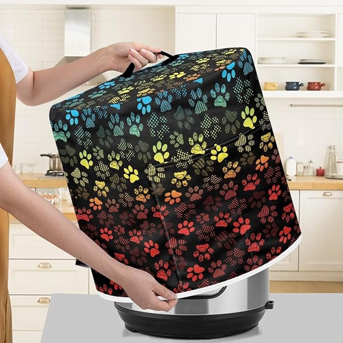 Flashideas Dog Paw Prints Dust Cover for 8 Quart Instant Pot and Extra Accessories, Dust Proof Easy to Clean Pressure Cooker Cover Electric Appliance Cover Air Fryer Accessories with Pocket