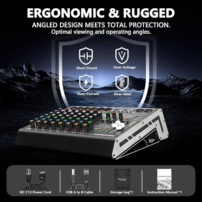 8 Channel Audio Mixer, 99 DSP Sound Board Console with 48V Phantom Power, Professional DJ Mixer for Podcasting, Streaming, Studio Recording (SMX8)