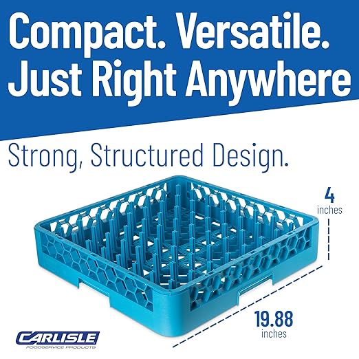 Carlisle FoodService Products OptiClean Peg Dish Rack for Commercial Washing Machines, Tall Peg Plate Rack, Blue (Pack of 6)