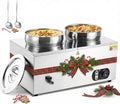 WILPREP Commercial Food Warmer with Two 7.4 QT Inserts, 1500W Countertop Electric Steam Table, 86-185°F Adjustable Temp Control & Over-Temp Protection, Stainless Steel
