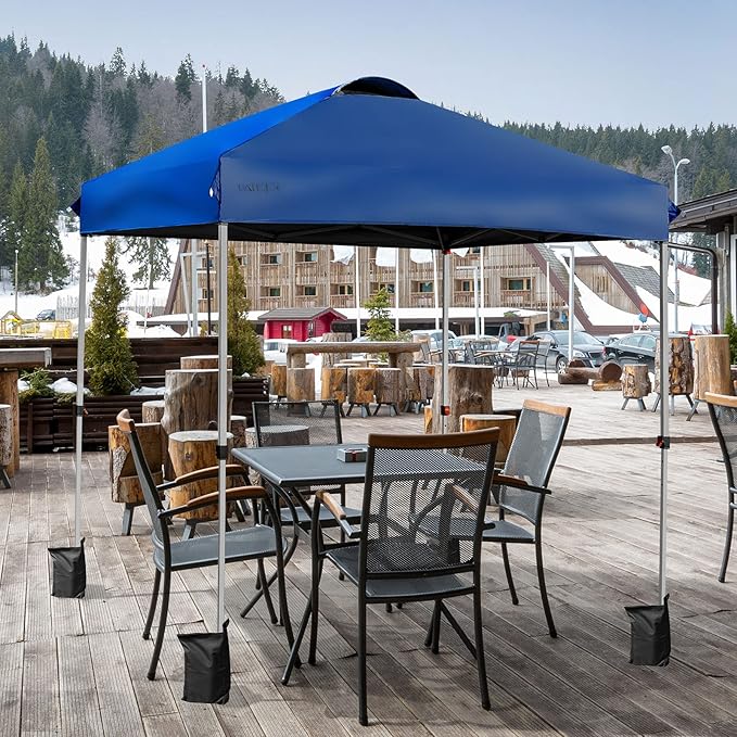 Tangkula Outdoor Pop-up Canopy Tent, 6.6 x 6.6 FT Height Adjustable Commercial Instant Canopy w/Portable Roller Bag, 4 Weight Bags, Outdoor Camping Sun Shelter for Camping, Party