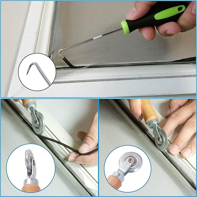 Window Screen Repair Kit - 59" x 106" Screen Door Replacement Fiberglass Screen Mesh with All Screen Tools for Sliding Door and Patio Screen Door Replacement, TOOLTRIZ