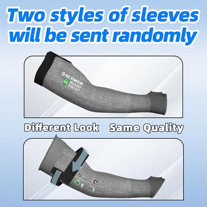 Schwer AIR-SKIN ANSI A6 Cut Resistant Arm Sleeves for Men & Women, Arm Protectors for High Risk Work, Gardening Sleeves, 10 Pairs, Dark Grey, 18 IN