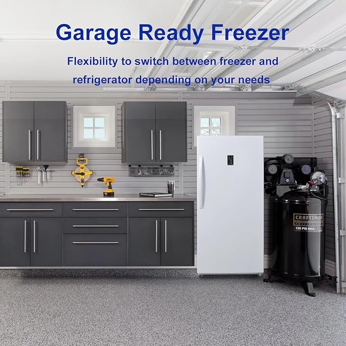 SMETA Stand Up Upright Freezer 13.8 Cuft, Deep Freezer Upright Frost Free Standing Garage Ready Standup Freezerless Refrigerator with Glass Shelves, Convertible Vertical Freezer 14 Cu Ft, White