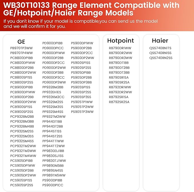 𝟮𝟬𝟮𝟲 𝙐𝙥𝙜𝙧𝙖𝙙𝙚𝙙 WB30T10133 (9inch) Range Dual Radiant Surface Element by puxyblue Fit for G.E Hot-point Electric Stove Replace PS2321567 AP4345739 1474218 EAP2321567