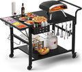 Leteuke Pizza Oven Table, Grill Cart Table for Blackstone Griddle, Outdoor Pizza Oven Stand Fits Ninja, Cuisinart, Gozney, Solo Stove, BBQ Prep Tables Station with Seasoning Tray, 47"x27.5"x30"
