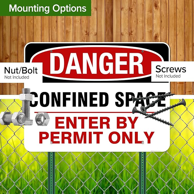 Danger Confined Space Enter By Permit Only Sign, 36x48 Inches, Rust Free DiBound, Fade Resistant, Made in USA by My Sign Center