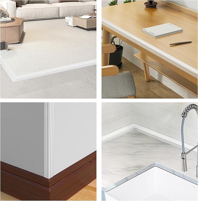 Wall Corner Protector Peel and Stick Wall Molding Trim Flexible Corner Guard Edge Protector Inside & Outside Corner Guard Strip for Wall Edge Ceiling Countertop