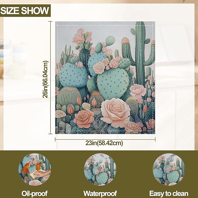 Blooming Cactuses Dishwasher Magnets Decorative Cover,Tropical Magnet Fridge Panel Decal for Home Kitchen Decor,23x26 in