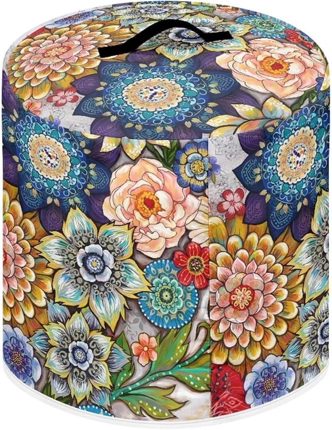 Xoenoiee Boho Floral Blossoms Pattern Pressure Cooker Cover for 3 qt Instant Pot, Kitchen Appliance Dust Cover with Pockets for Rice Cooker Air Fryer Slow Cooker
