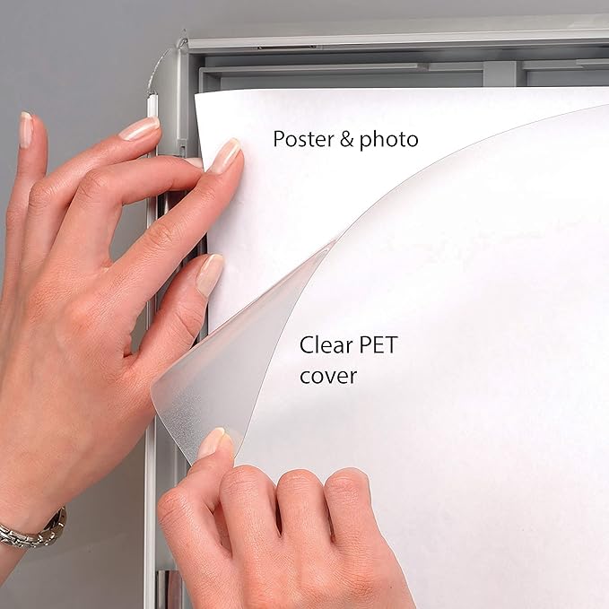 M&T Displays Silver 8.5x11 Poster Frame 1 inch Aluminum Profile Front Loading Wall Mounting Opti Snap Frame Display for Picture, Document or Certificate with Mitred Corner (3 Pack)