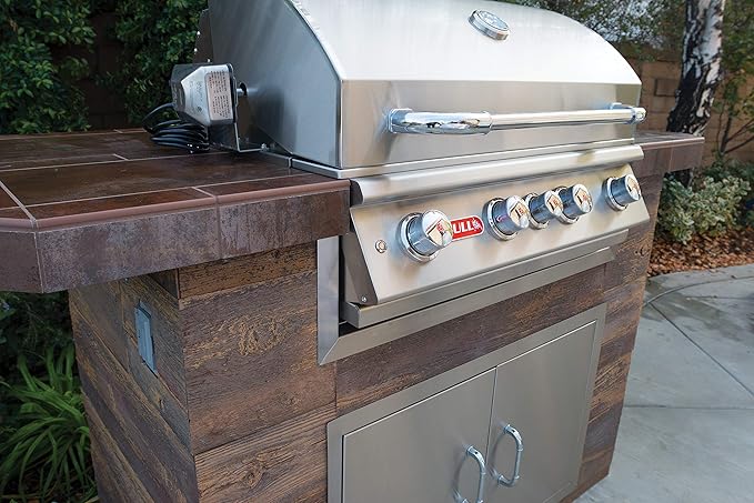 Bull Outdoor Products BBQ 47628 Angus 75,000 BTU Grill Head, LP, 304 Stainless Steel, 4 Burners, 810 sq. Inches, Twin Lights, Rotisserie Kit