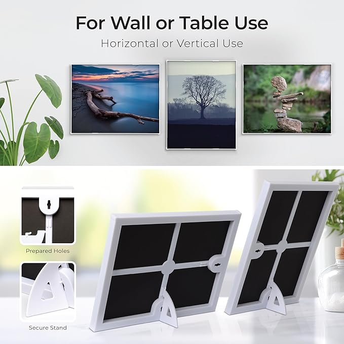 MANTELLO ESSENTIALS 8 x 10 Photo Frame Set, 8 x 10 White Picture Frames, Front Loading Picture Frames 8x10, Set of 6