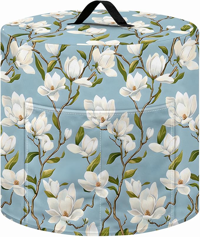 Kitchen Appliance Accessories Dust Cover for 3-6-8 Quart Instant Pot, Pressure Cooker, Air Fryer & Crock Pot,Decorative Appliance Cloth Cover with Top Handle & Storage Pockets (Light blue, 3 Quart)