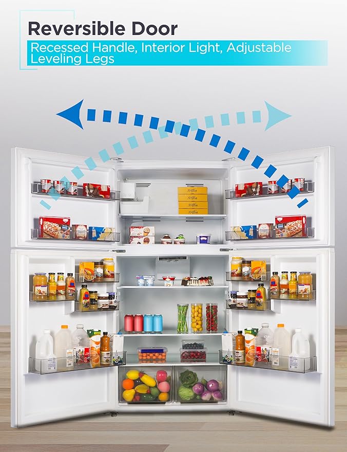 BLACK+DECKER 24 Cu. Ft. Top Mount Refrigerator with Ice Maker, 2-Door Refrigerator with Top Freezer, Freezer with Icemaker and Adjustable Temperature Control, ENERGY STAR, BR2400JIMW, White
