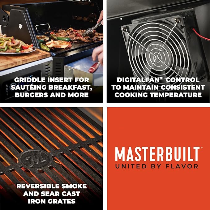 Masterbuilt® Gravity Series® 800 Digital Charcoal Grill, Griddle and Smoker with Digital Control, App Connectivity and 800 Cooking Square Inches in Black, Model MB20040221