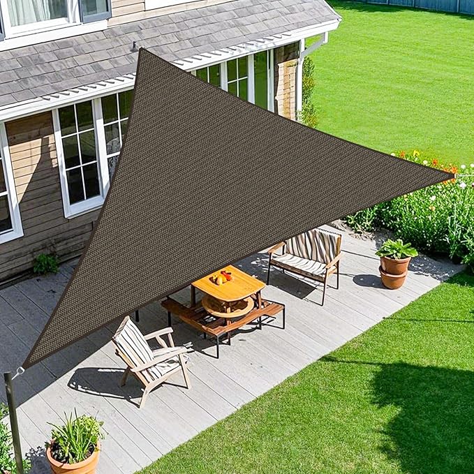 Amagenix Sun Shade Sail 15'X15'X15' Curved Edge Outdoor Shade Canopy Mocha Breathable 95% UV Block Shade Cloth for Patio Garden Backyard (We Make Custom Size)