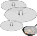 3 Pcs Splatter Guard Stainless Steel Frying Pan Splatter Screen Splash Proof Oil Splatter Cover with Foldable Handle Mesh Oil Proofing Lids for Kitchen Cooking (9.8 inch, 11.4 inch, 13 inch)