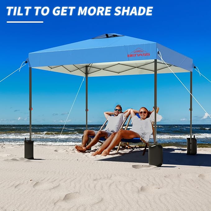 8x8 Pop Up Canopy, Easy Up Canopy Tent, Heavy Duty Tents for Parties, One Person Set Up Event Tent, Turquoise