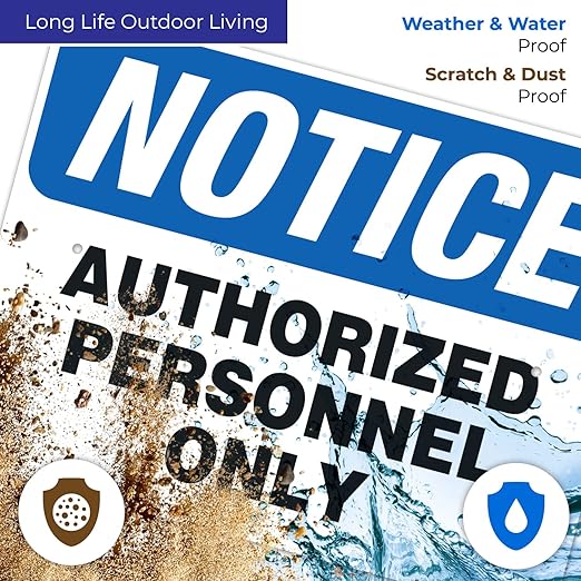 Authorized Personnel Only Sign, 18x24 Inches, 55 mil Thick HDPS (high Density polystyrene), Made in USA