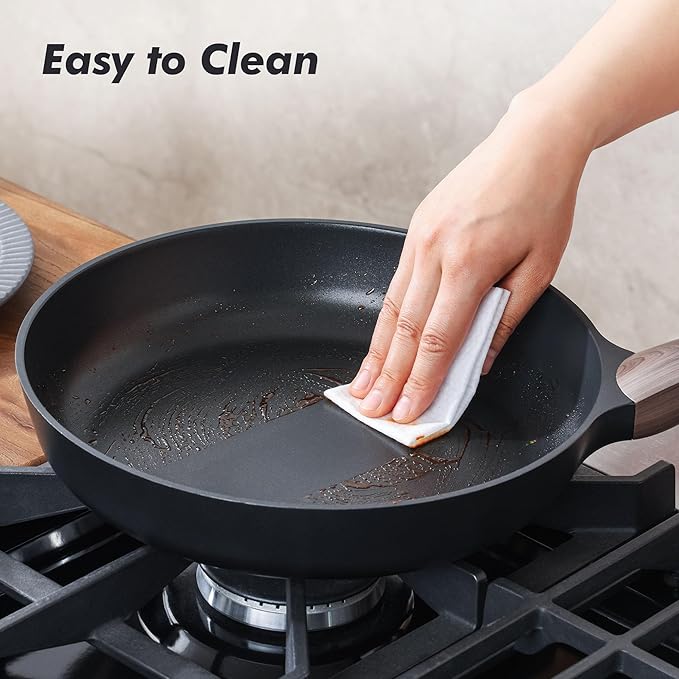 SENSARTE Nonstick Frying Pan Skillet with Lid, 8inch Non Stick Pan Omelette Pans, Healthy Kitchen Cooking Chef's Pan with Cover, Free of Intentionally Added PFOA/PFOS, Induction Compatible, Black