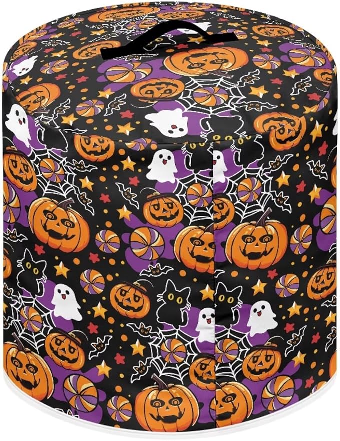 8 Quart Pressure Cooker Dust Cover with Top Handle and Storage Pocket Kitchen Appliance Decoration Halloween Theme Pumpkins Print Air Fryer Rice Cooker Dust Covers