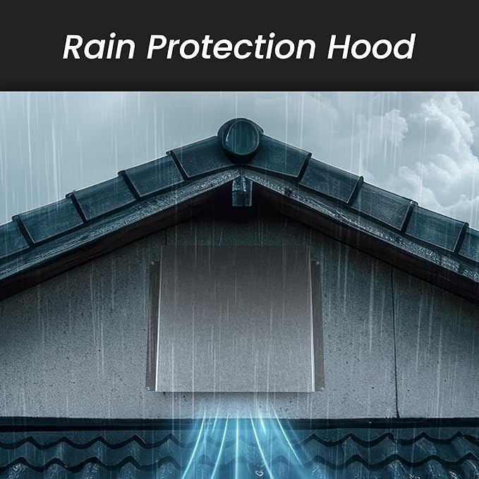 5.5" x 3" Black Galvanized Steel Vent Cover - Duct Exhaust/Inlet Rain Deflector - Weatherproof Guard for Open Ventilation Systems - Indoor/Outdoor Vent Hood - Air Vent Grille Protection Roof