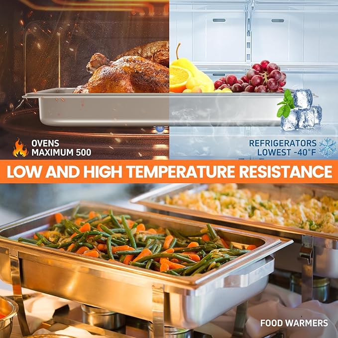 6 Pack Hotel Pans, 1/1 Full Size 2.5 Inch Deep Steam Table Pan, Stainless Steel Commercial Food Pan Anti Jam Steam Pan, Breading Trays for Hotel, Party, Buffet, Catering Supplies
