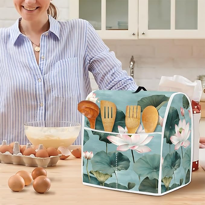 Mixer Dust Cover for 6-8 Qt Stand Mixer, Cloth Cover with 2 Storage Pockets for Stand Mixer Protective Covers Large for 6-8 Quart Mixer