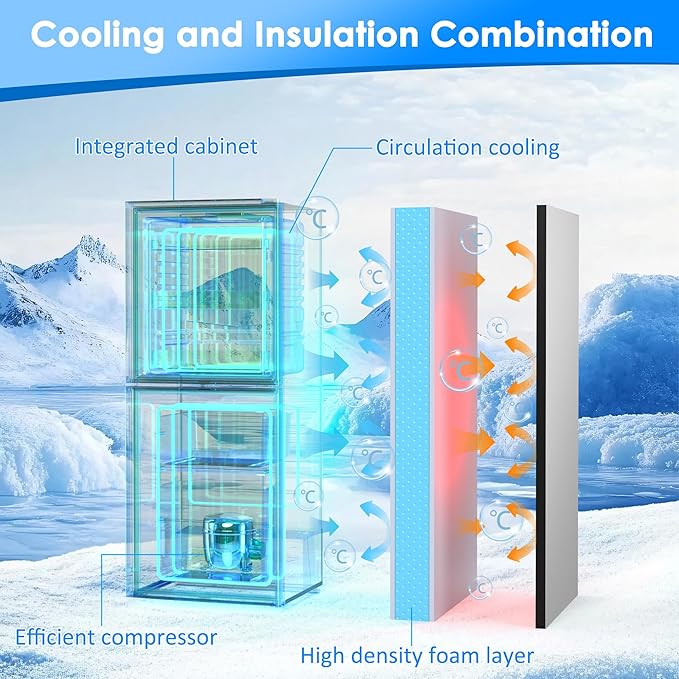 4.3 Cu. Ft. Compact Fridge with Freezer, Double Door Small Refrigerator with Adjustable 7-Level Thermostat, Mini Refrigerator for Kitchen, College, Apartment, Office, Silver