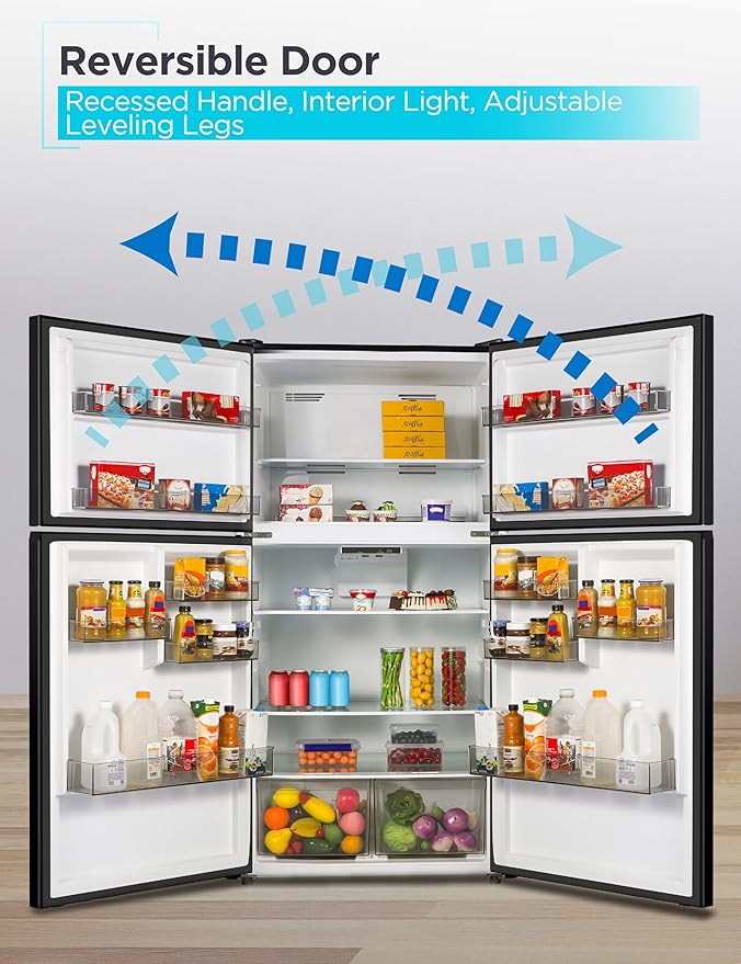 BLACK+DECKER 24 Cu. Ft. Top Mount Refrigerator with Freezer, 2 Door Refrigerator with Top Freezer and Adjustable Temperature Control, Full Size Kitchen, ENERGY STAR, BR2400JS, Stainless Look