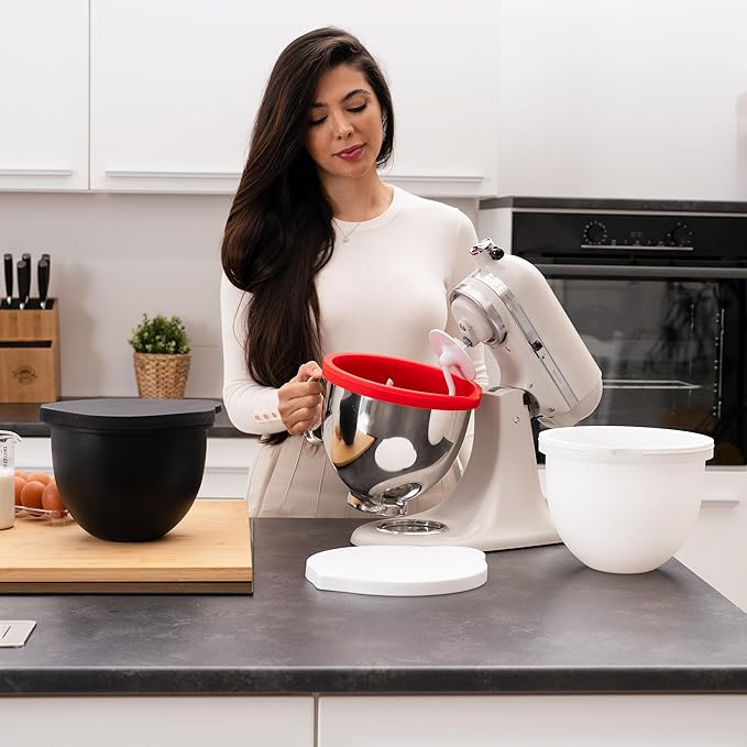 MixAid™ Silicone Bowl Liners for KitchenAid Tilt-Head 5 Qt Stand Mixers – 3 Silicone Liners & Lids – Replacement Mixer Accessories – Dishwasher Safe – Mixing Bowl Inserts – Not for Bowl-Lift Models