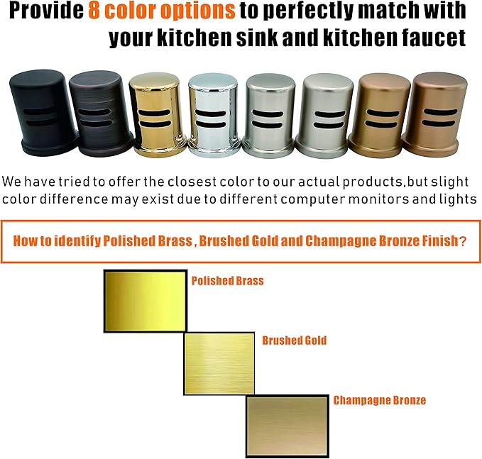 Dishwasher Air Gap Kits with Dishwasher Air Gap Cover and Matching Escutcheon, Replacement air gap dishwasher,Solid Brass Air Gap Cap, Polished Brass Finish