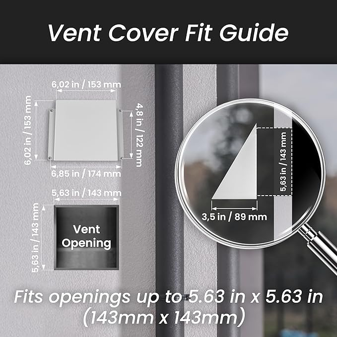 Repa Market 6 x 6 Inch White Galvanized Steel Vent Cover - Duct Exhaust/Inlet Rain Deflector - Weatherproof Guard for Ventilation Systems/Indoor/Outdoor Vent Hood/Air Vent Grille Protection Roof