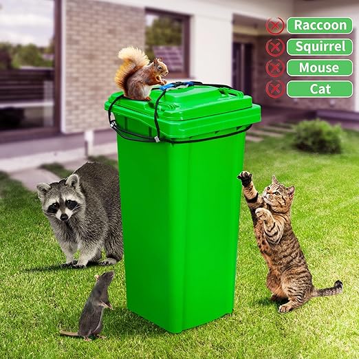 Trash Can Locks for Animals - 1PCS Garbage Can Lid Locks with Heavy Duty Bungee for Raccoons proof,Bears proof and Wind-Resistant for 40-50 Gallon Cans