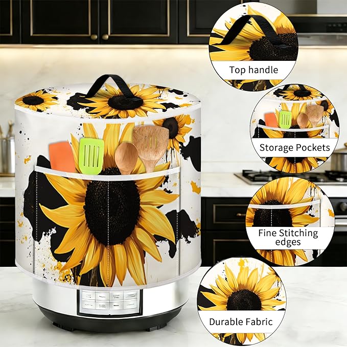 Air Fryer Dust Cover with Top Handle and Storage Bag, Compatible with Rice Cookers, Pressure Cookers, Slow Cookers and Air Fryers, Available in 3-Quart, 6-Quart and 8-Quart Sizes.