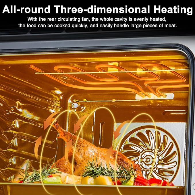 Stainless Steel Toaster Oven,Large Capacity 70L with 3D Heating, Air Fryer Oven Combo for Countertop & Built-in Use,Touchscreen Digital Control,Multi-Function Cooking Modes,Triple-Insulated Glass Door