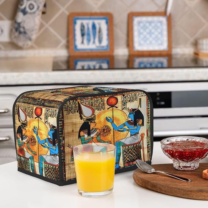 Toaster Cover 2 Slice Egyptian Egypt Papyrus Women Waterproof Appliance Cover with Hang Loop Bread Baker Toaster Cover for Kitchen